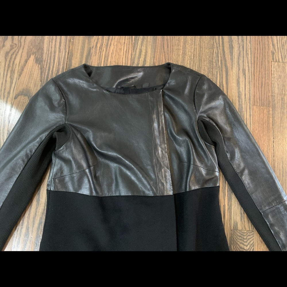 Veda leather and wool coat